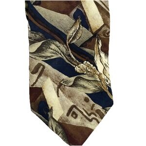 Vtg Neck Tie Structure Le Collezioni Abstract Faces Veg Print Silk Art 90s Y2K‎